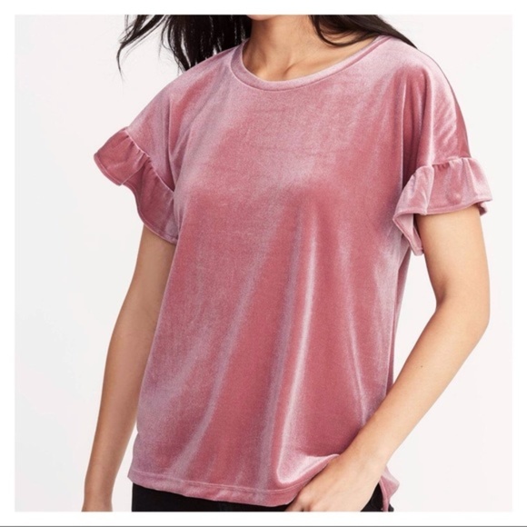 Old Navy Pink Velvet Glitter Ruffle 
